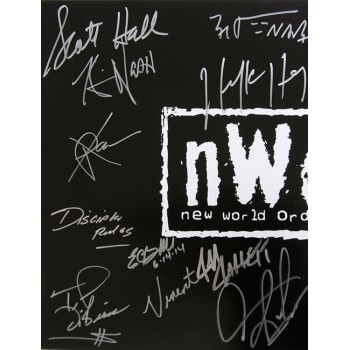NWO Hulk Hogan Scott Hall Sting Bret Hart Signed 16x20 Matte Photo JSA Aut By 18