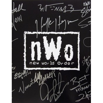 NWO Hulk Hogan Scott Hall Sting Bret Hart Signed 16x20 Matte Photo JSA Aut By 18