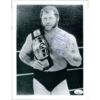 Harley Race Wrestler WWF WWE Signed 8.5x11 Cardstock Photo JSA Authenticated