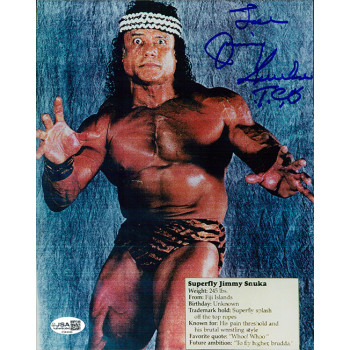 Jimmy Superfly Snuka WWF WWE Signed 8x10 Matte Photo JSA Authenticated