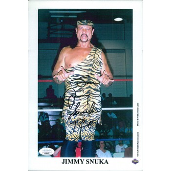 Jimmy "Superfly" Snuka WWF WWE Signed 7.5x11 Promo Photo JSA Authenticated