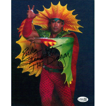 Ricky The Dragon Steamboat Wrestler Signed 8x10 Cardstock Photo JSA Authentic