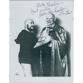 Baron Von Raschke WWE WWF Wrestler Signed 8.5x11 Cardstock Photo JSA Authentic